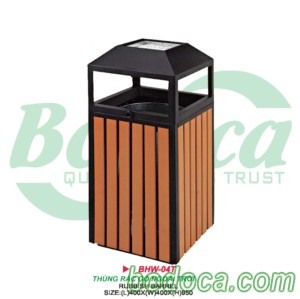 Thùng rác gỗ ngoài trời mái chóp giá rẻ